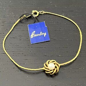 Vintage Eisenberg Faux Pearl Gold‎ Tone Bracelet with Original Tag